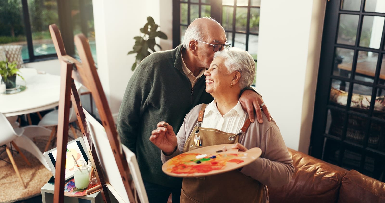 Mature adults sharing a creative activity