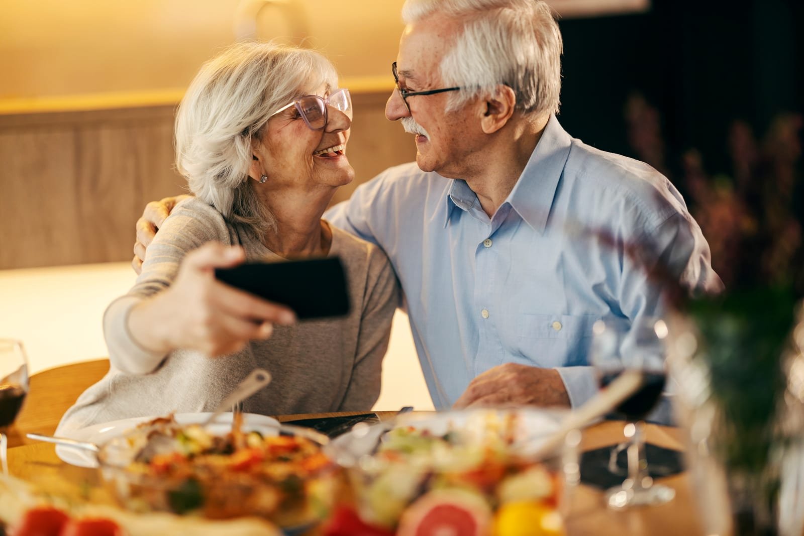 Mature couple taking a selfie together